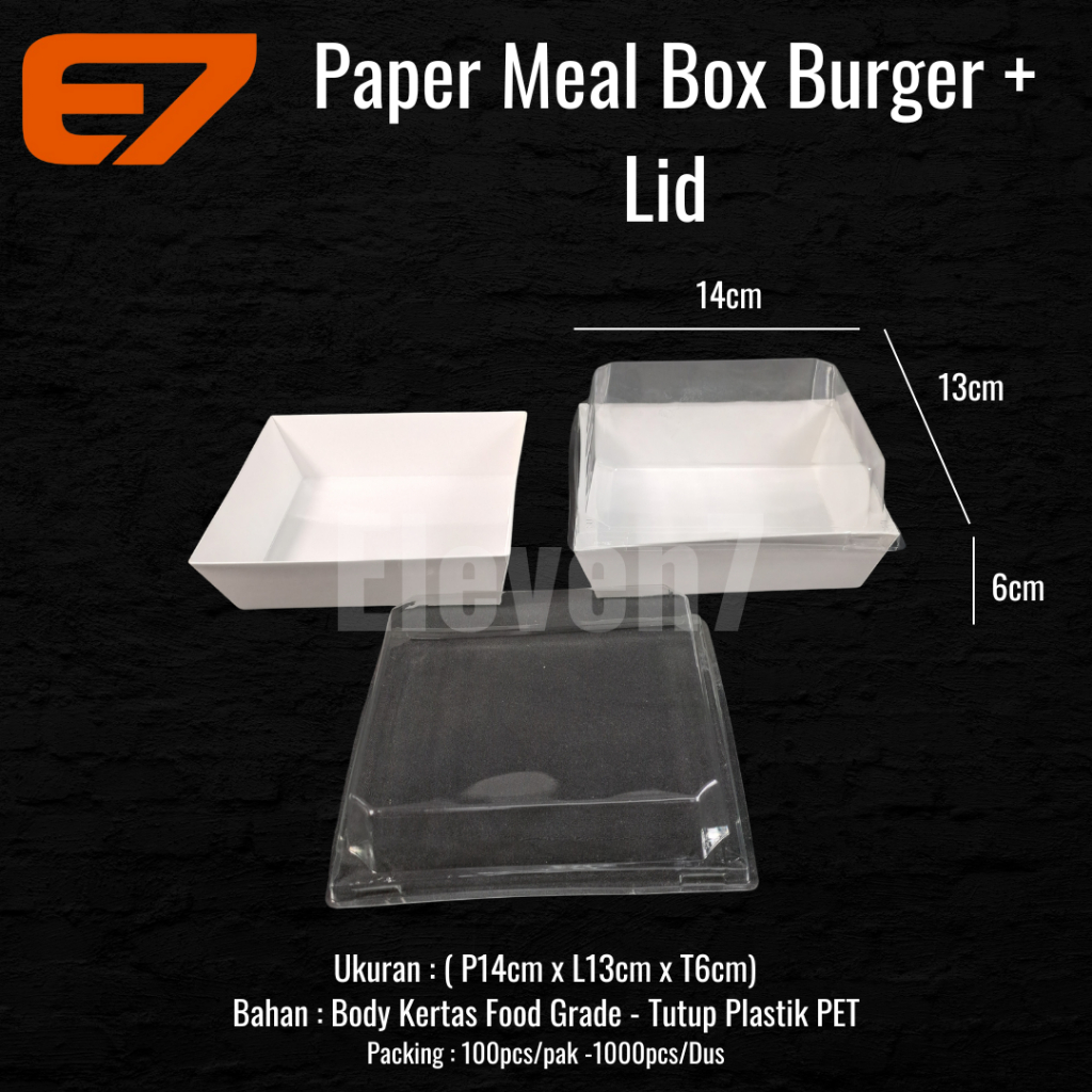 Paper Meal Box + Lid Mika - Paper Lunch Box, Cake Box, Burger Box, Mika Box