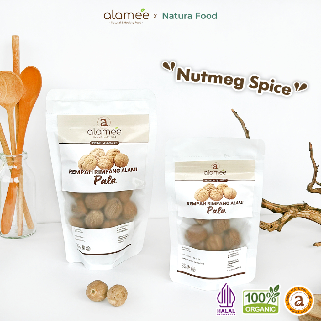 

ALAMEE Pala Biji Utuh Rempah Kering Nutmeg Whole Rimpang Organik Alami Spice