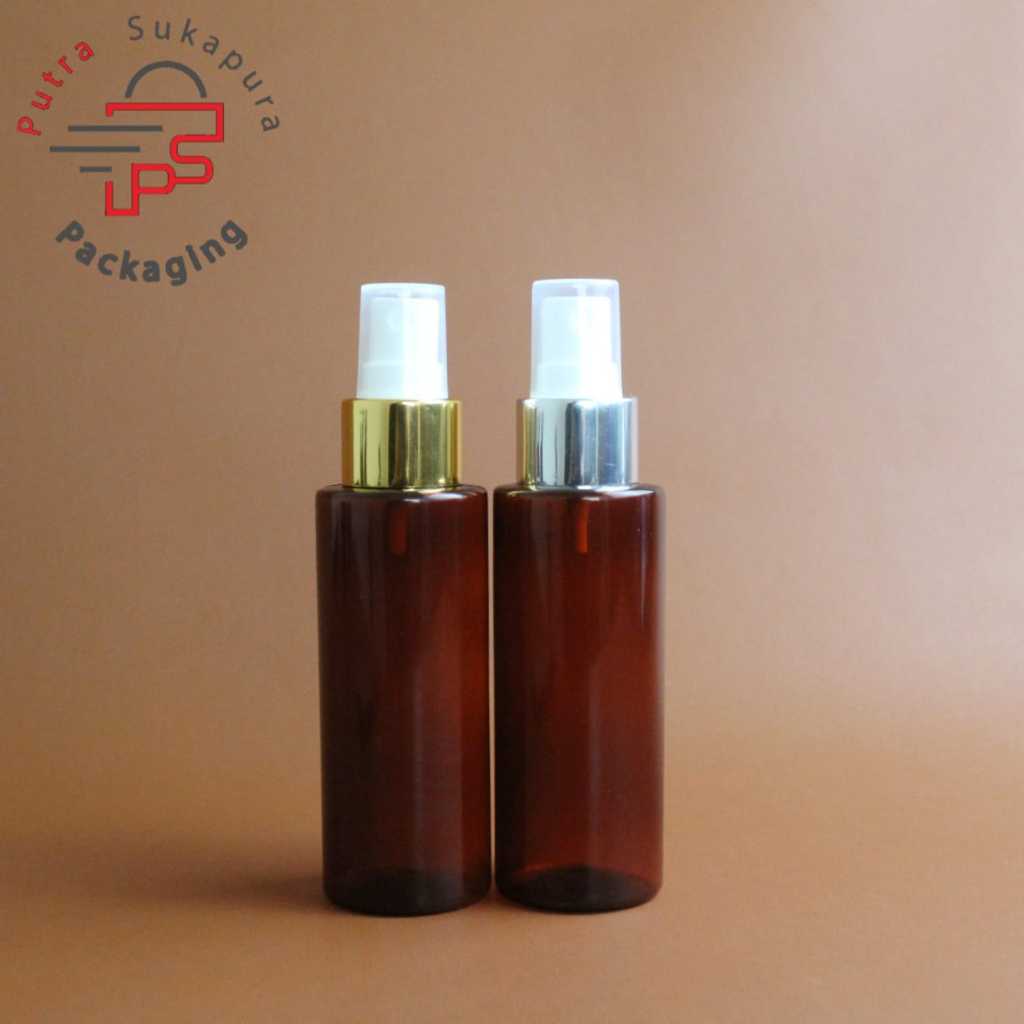 Botol spray 100ml rf coklat / botol plastik 100ml/spray alumunium halfcap