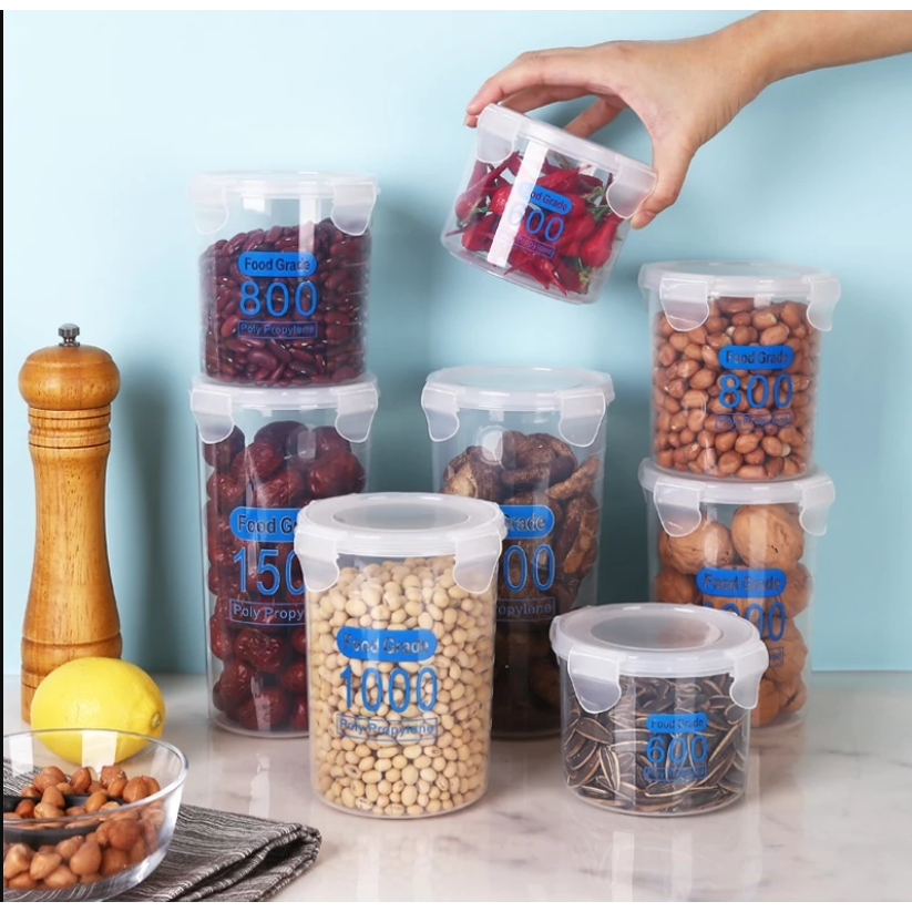 Toples Kedap Suara/ Toples Plastik Tebal/ Toples Plastik Bening/ Toples Serbaguna 4 Pcs