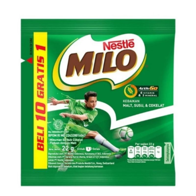 

SUSU MILO SACHET 22gr ISI 10+1 SACHET