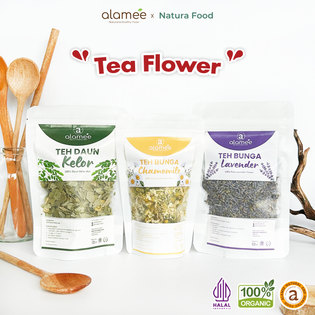 

ALAMEE Teh Hijau Green Tea 10gr Daun Jati Cina Chamomile Bunga Jasmine Flower Tea Premium Organik