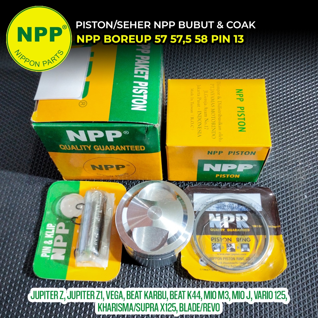 PISTON SEHER NPP 57 57,5 58 PEN PIN 13 PLUS BUBUT DAN COAK KLEP - PISTON CUSTOM KOMPRESI TINGGI BISA