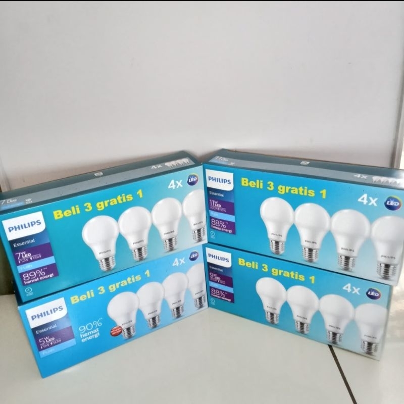 Philips Lampu LED Essential Paket Beli 3 Gratis1