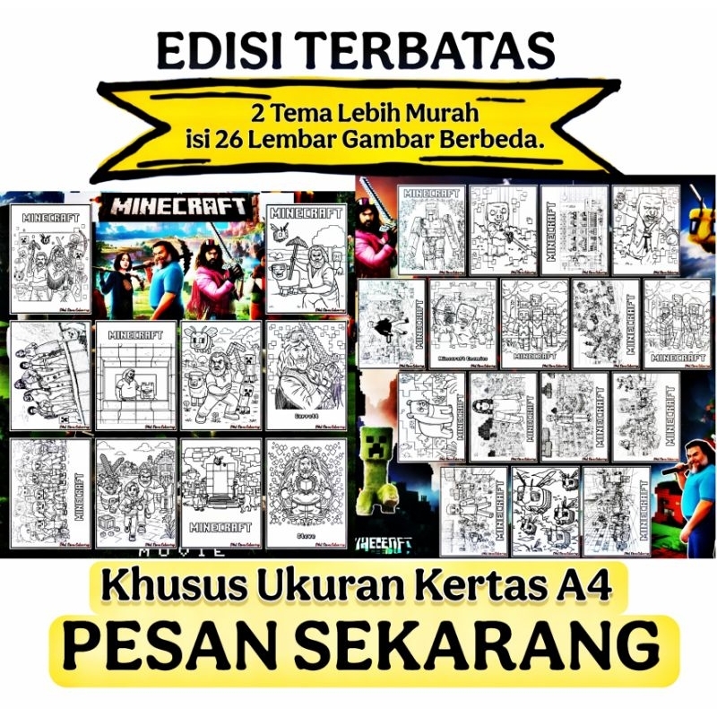 

EDISI TERBATAS 2 PAKET TEMA MINECRAFT COLLECTION & V1 ISI 26 LEMBAR / KERTAS GAMBAR MEWARNAI A4/ UKURAN KERTAS A4 / PAUD / TK / SD