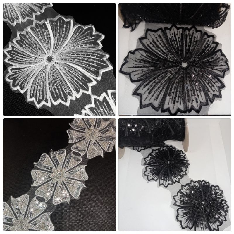 APLIKASI RENDA BORDIR  BUNGA ORGANZA (HARGA SATUAN)