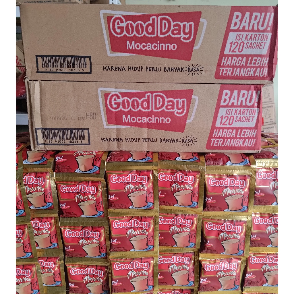 

Good Day Moccacino 1 Dus isi 12 Renceng x 10 Sachet
