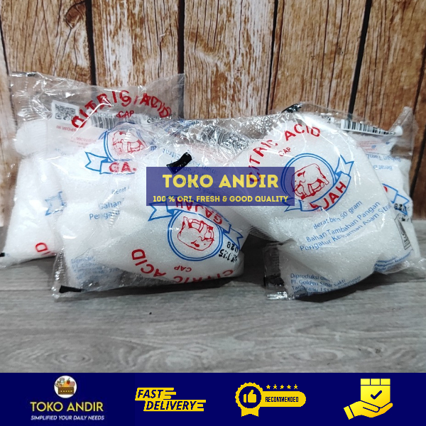 

Citric Acid Cap Gajah Renteng 5 sachet x 50gr | Asam Sitrat Murni untuk Makanan, Minuman, dan Pembersih