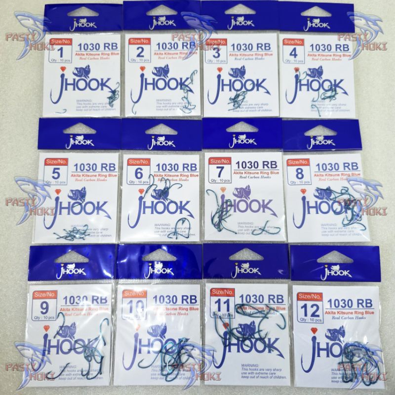BELI 10BKS LEBIH MURAH Mata Kail Pancing Carbon Jhook Biru 1030BR ( Akita Kitsune Blue Ring ) / mata