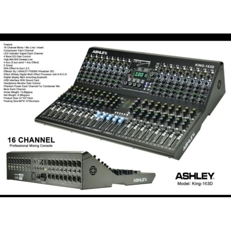 Mixer audio Ashley King 163D 16ch garansi original