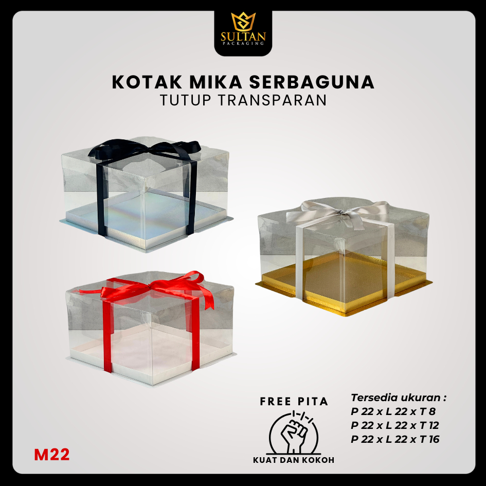 

Cake Box Kotak Kue Mika Transparan Dus Hadiah - Tutup Mika / M22