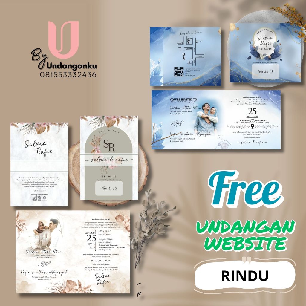 UNDANGAN PERNIKAHAN CETAK | UNDANGAN AESTHETIC FLORAL | UNDANGAN TEMA RINDU | UNDANGAN PERNIKAHAN CE