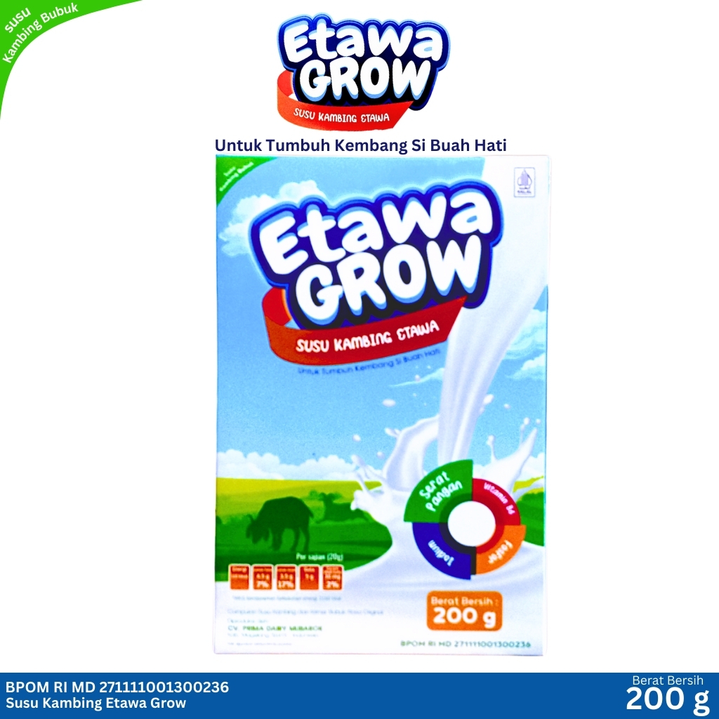 

ETAWA GROW susu kambing bubuk etawa 200 gr original untuk tumbuh kembah anak kemasan