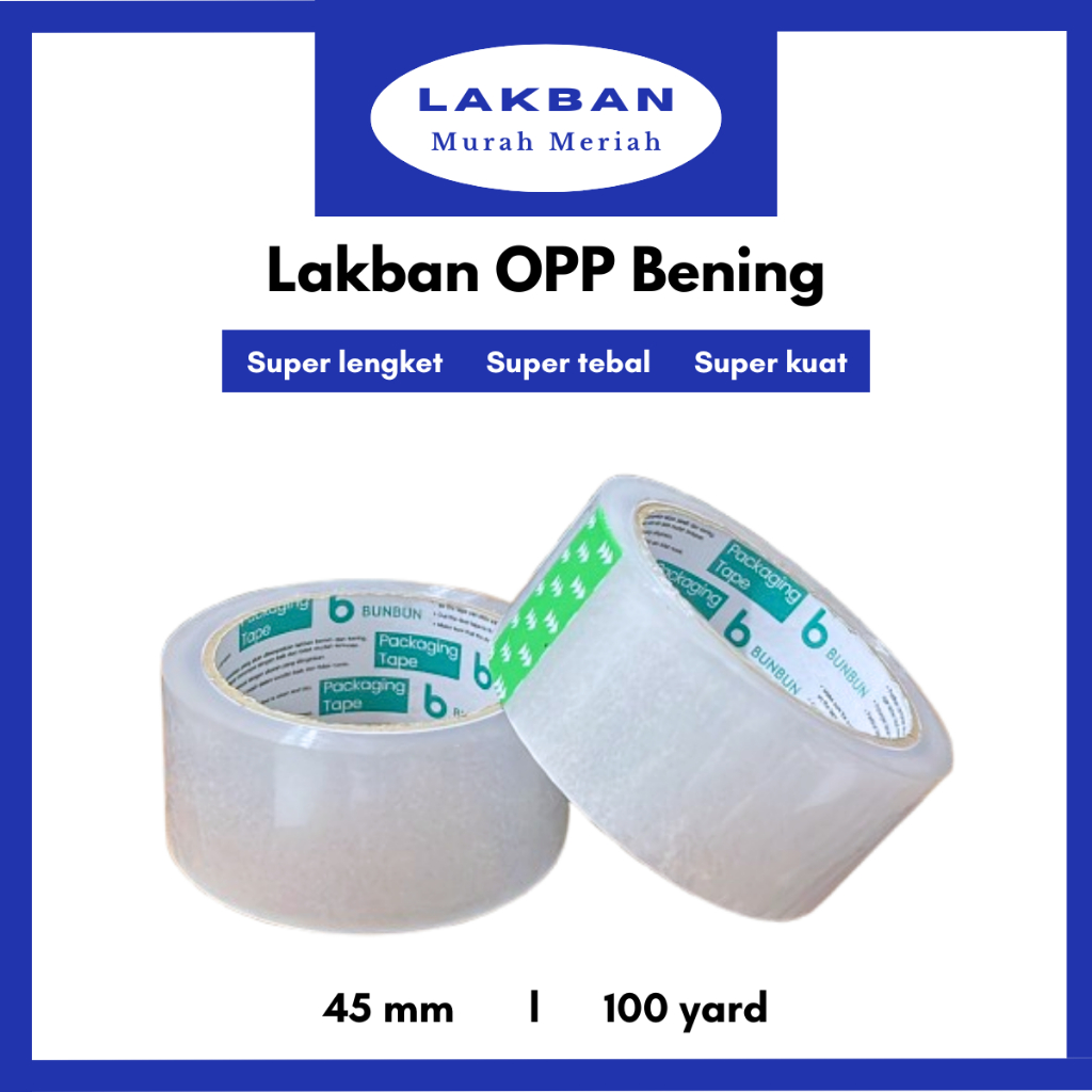 

[PCS] Lakban Bening 100 Yard X 45 MM Solasi Isolasi Plakban Packing Bunbun Tape Semarang Bisa Instan