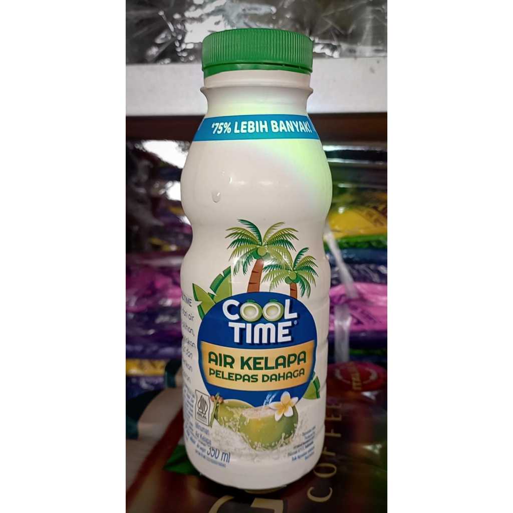 

Cooltime kemasan botol 350 ml minuman air kelapa per karton isi 12 botol
