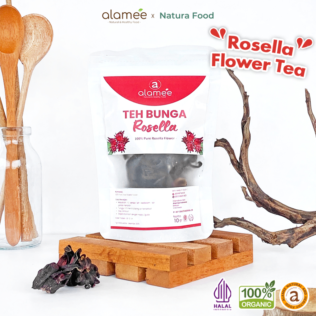 

ALAMEE Dried Rosella Tea Teh Bunga Rosela Kering Flower Merah Premium Organik Red Premium 10g