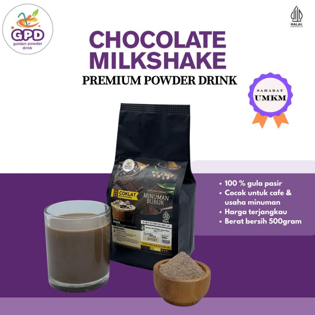 

Bubuk minuman Premium - Chocolate Milkshake 500gr - Golden powder drink