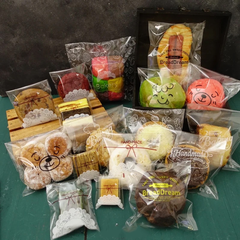 PLASTIK OPP KEMASAN ROTI CUSTOM DESAIN 1 WARNA UK 15x 24+3cm Seal