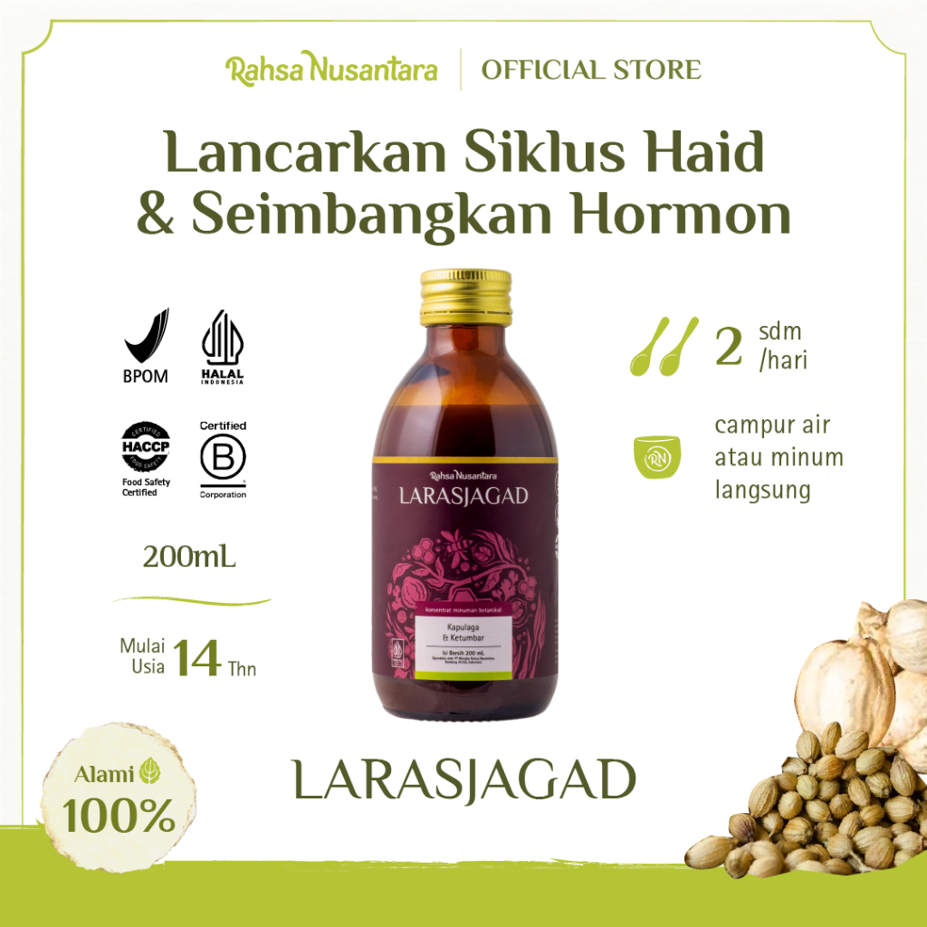 

Larasjagad 200mL BPOM - Herbal untuk Hormon Sehat & Haid Lancar by Rahsa Nusantara