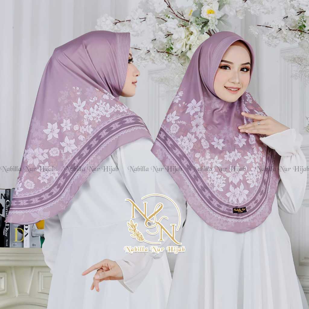 Aleeya - Hijab Jilbab Kerudung Instan Bergo Motif Bunga Printing Jersey Premium
