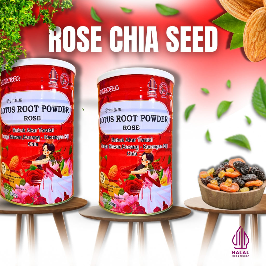 

READY STOCK Oufen Lotus Root Powder Rose Chia Seed Nuts Bubuk Sereal Akar Teratai Minuman Diet Kecantikan Kesehatan Praktis 500 Gram HALAL BPOM