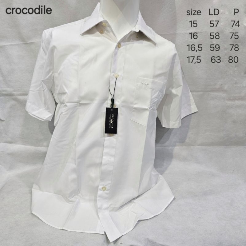 kemeja lengan pendek formal kantor putih polos crocodile