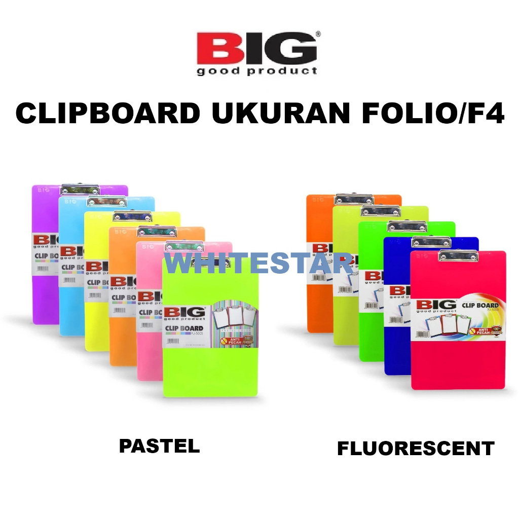 

clipboard / papan jalan / dada big uk. F4 folio pastel dan fluorescent clip board