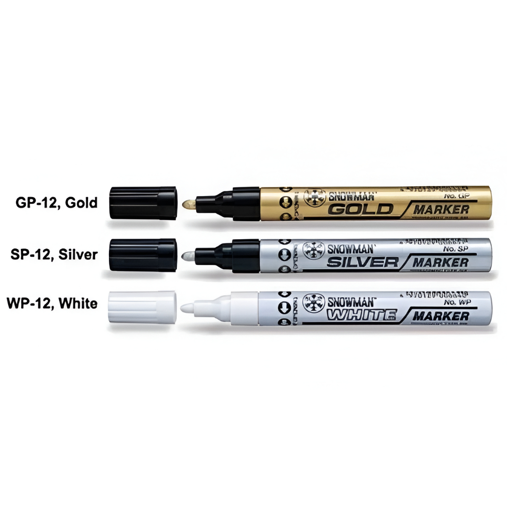 

SNOWMAN Paint Marker Spidol Permanent Emas Perak Putih Besar Gold Silver White Marker