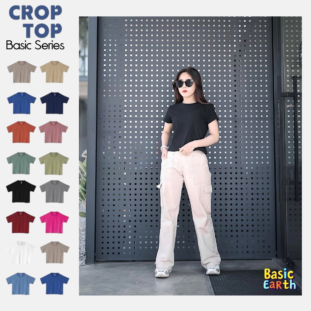 Basic Crop Top Wanita Atasan Kaos Wanita Crop Top Korea Crop Top Basic