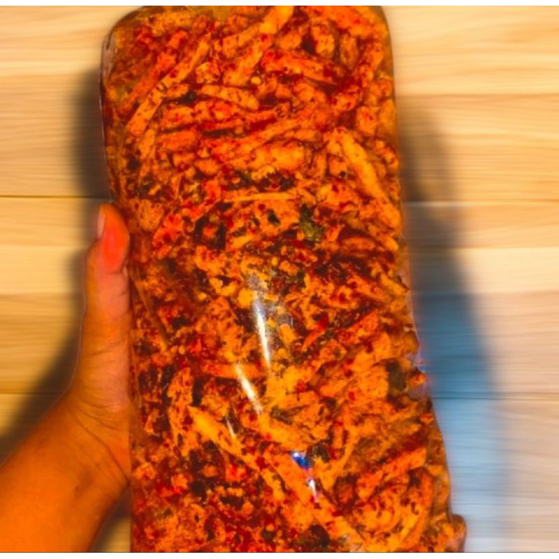 

Cemilan Bakso Goreng Pedas Viral Basreng Stik Pedas Daun Jeruk