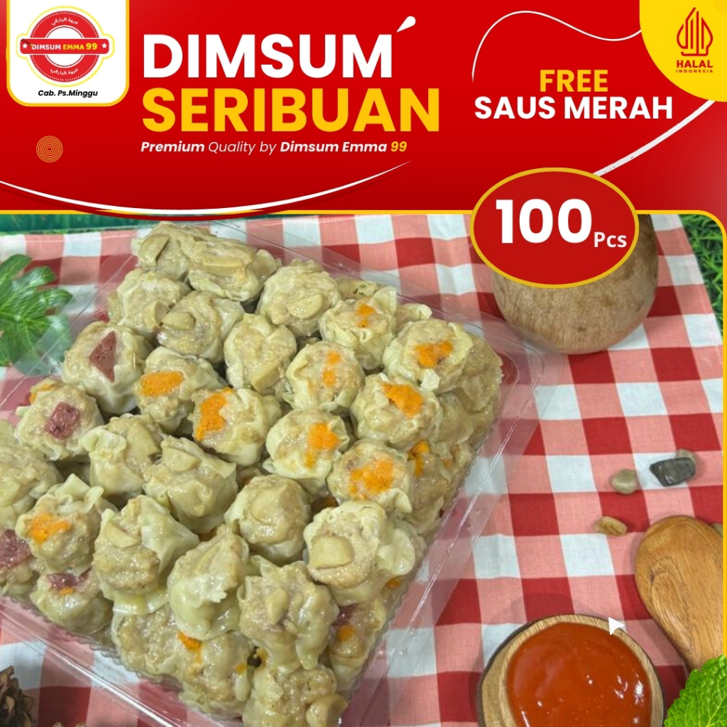 

Dimsum Seribuan Frozen isi 100 pcs Gratis Saos Merah Toping MIX Halal & Kemasan Thinwall