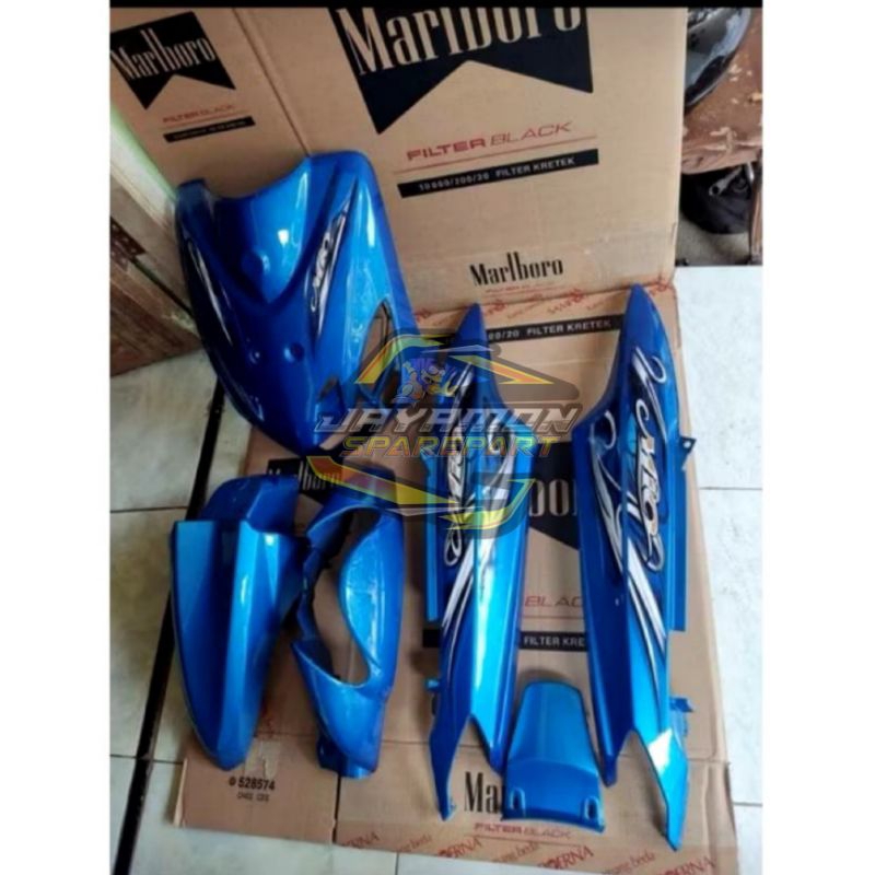 Cover body full halus+striping motor yamaha mio smile 2010 warna biru