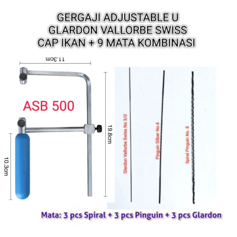 gagang gergaji ukir biru bonus 9 pcs mata gergaji diatur panjang