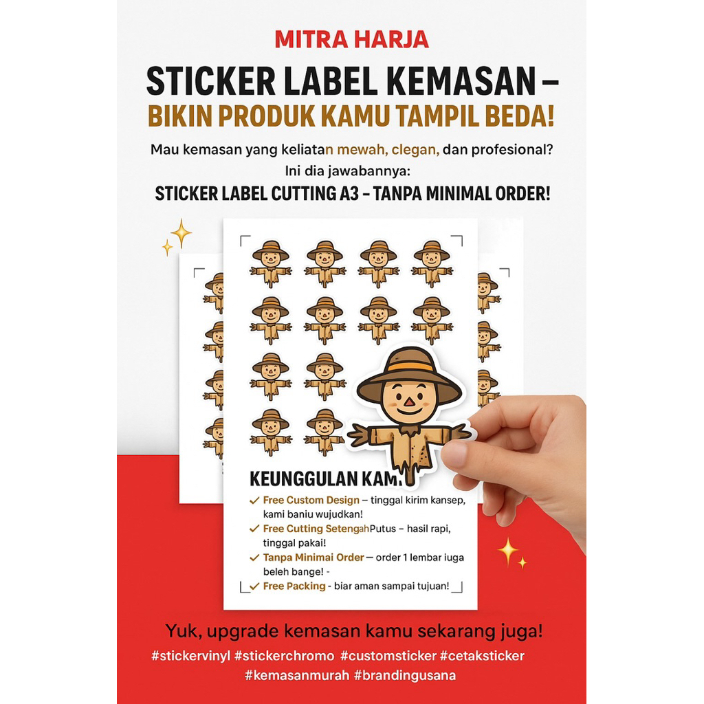 

CUSTOM Cetak Stiker Chromo Cut A3 Murah