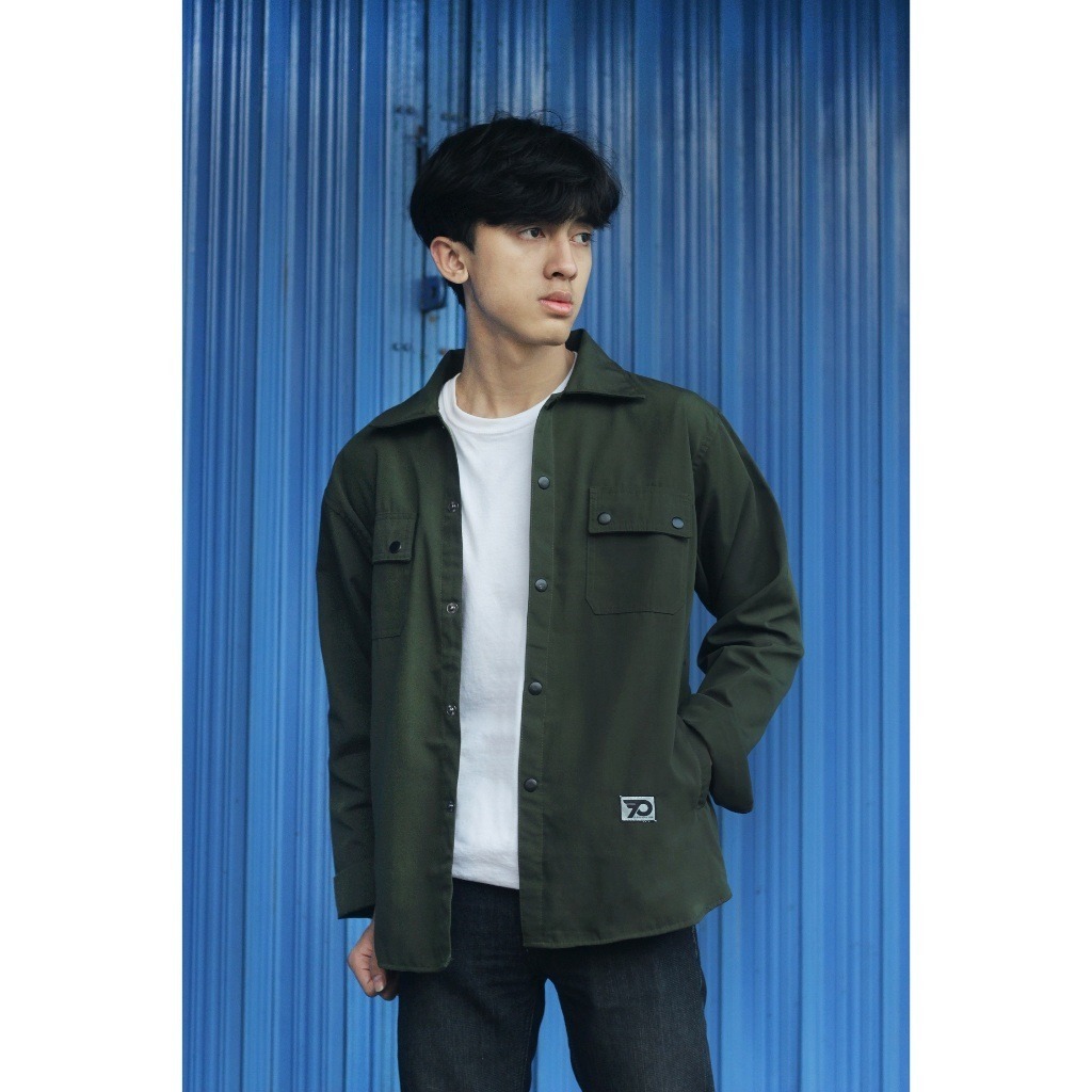 Jaket Trucker Semi Parka Outer Pyke Pria Wanita Original, Jaket Semi Parka Pria Wanita Kancing Hitam