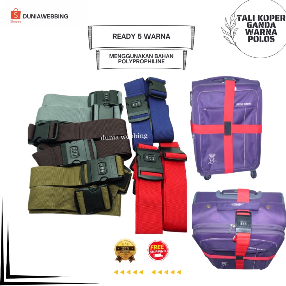 KODE N67Y Tali Pengikat Koper Silang Luggage Strap Belt 3 Pin Kombinasi  Warna Polos