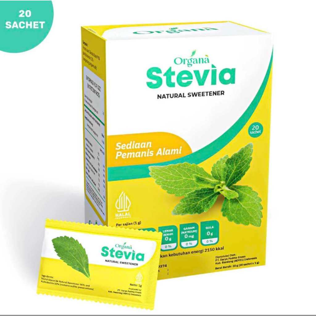 

Organa Stevia Natural Sweetener - Pengganti Gula dari Stevia isi 20 Sachet
