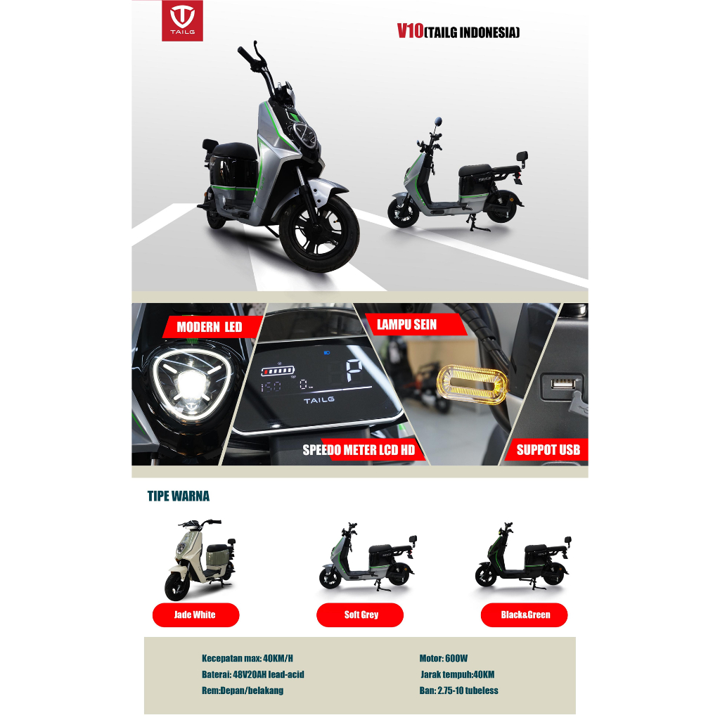 SEPEDA LISTRIK TAILG V10