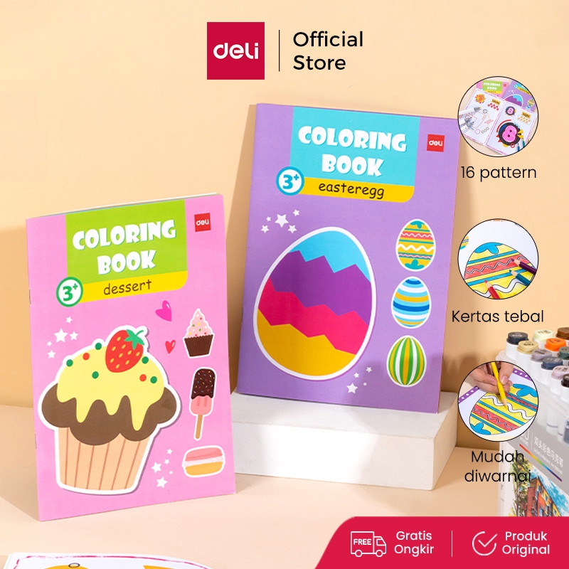 Deli Buku Mewarnai Ekstra Besar / Coloring Book 16 Macam Gambar EN0XX