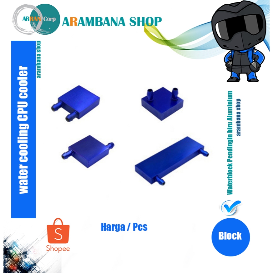 Water Cooling pc Waterblock Pendingin biru Aluminium