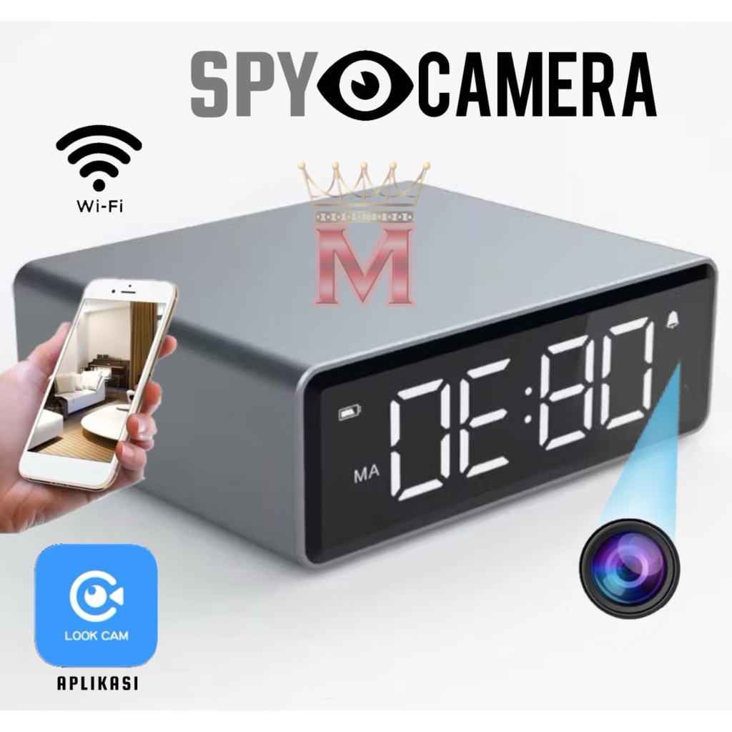 Camera  Wifi Jam Meja - Clock Digital Spycam CCTV