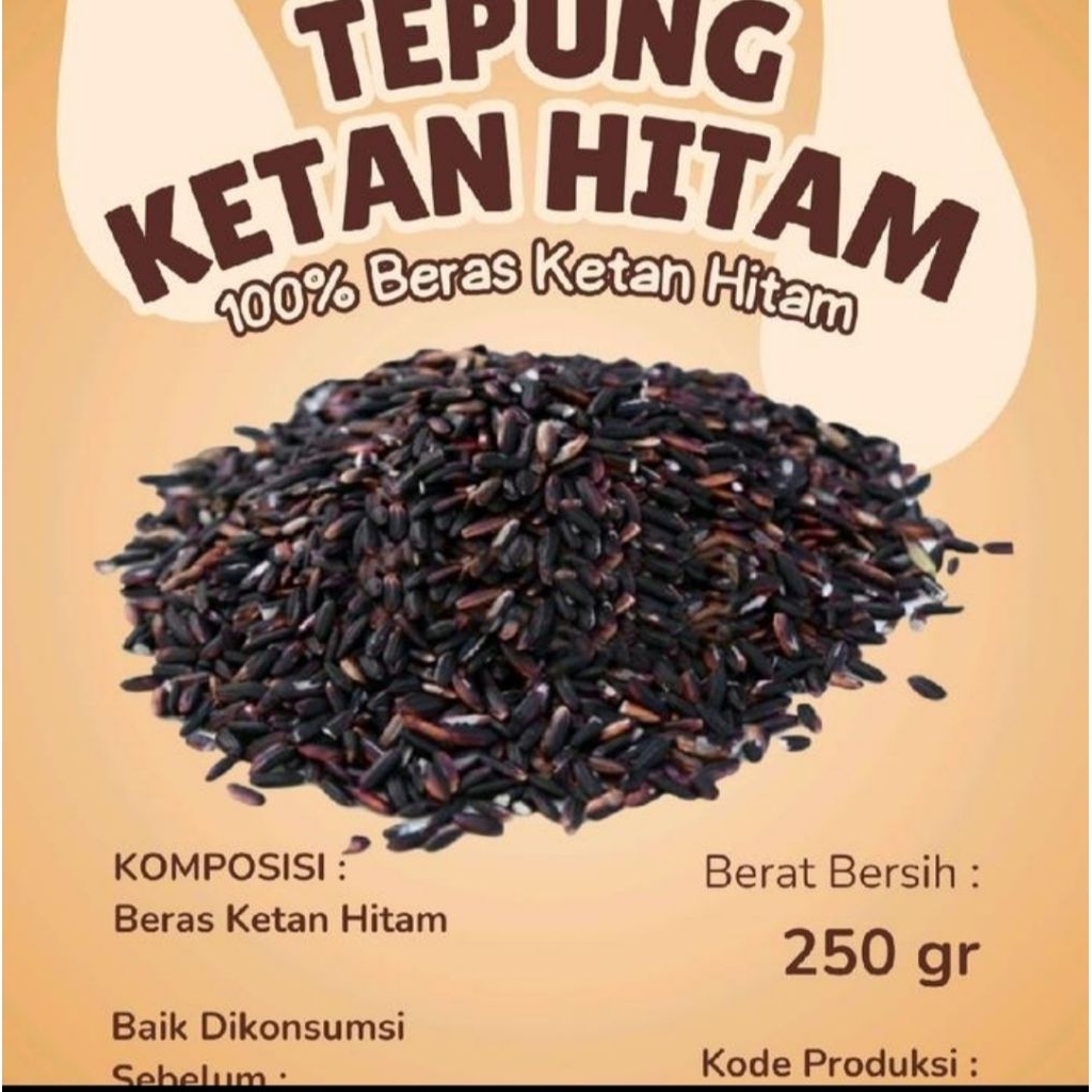 

tepung ketan hitam asli | harga per 250grkemasan vakum