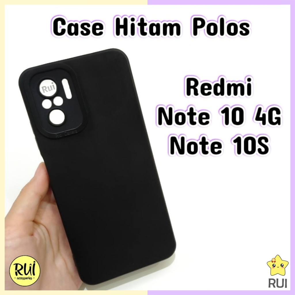Case Hitam Redmi Note 10 / Redmi Note 10S Black Matte Xiaomi Softcase Polos Lentur Silikon HP Blackm