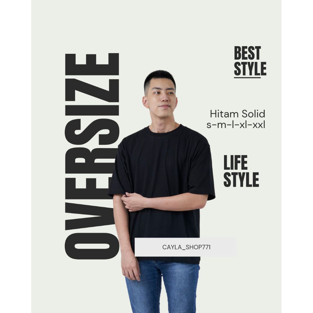 [OVERSIZE-HITAM SOLID] Kaos Polos Oversize Unisex cotton combed 24S