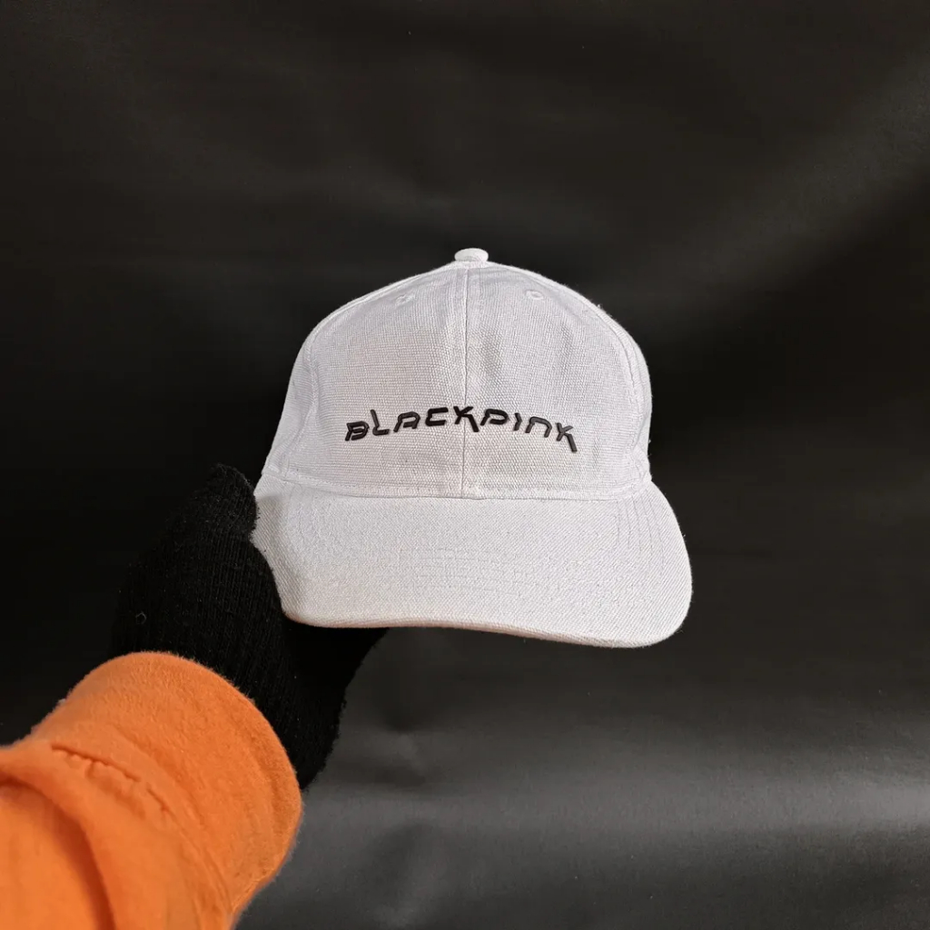 Topi Simple Cap Topi Band K-POP Original Unisex Pria Wanita BLACKPINK x H&M Putih