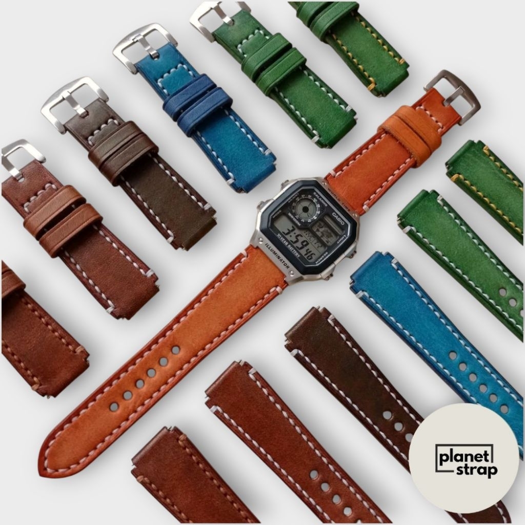 Tali Jam Tangan Kulit Sapi Asli Handmade untuk Casio Royal AE-1200WH AE-1200WHD