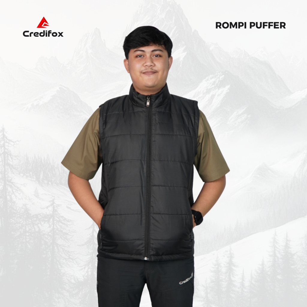 CREDIFOX Vest rompi pria puffer gelembung bahan cire - vest bulang - vest outdoor anti angin waterpr