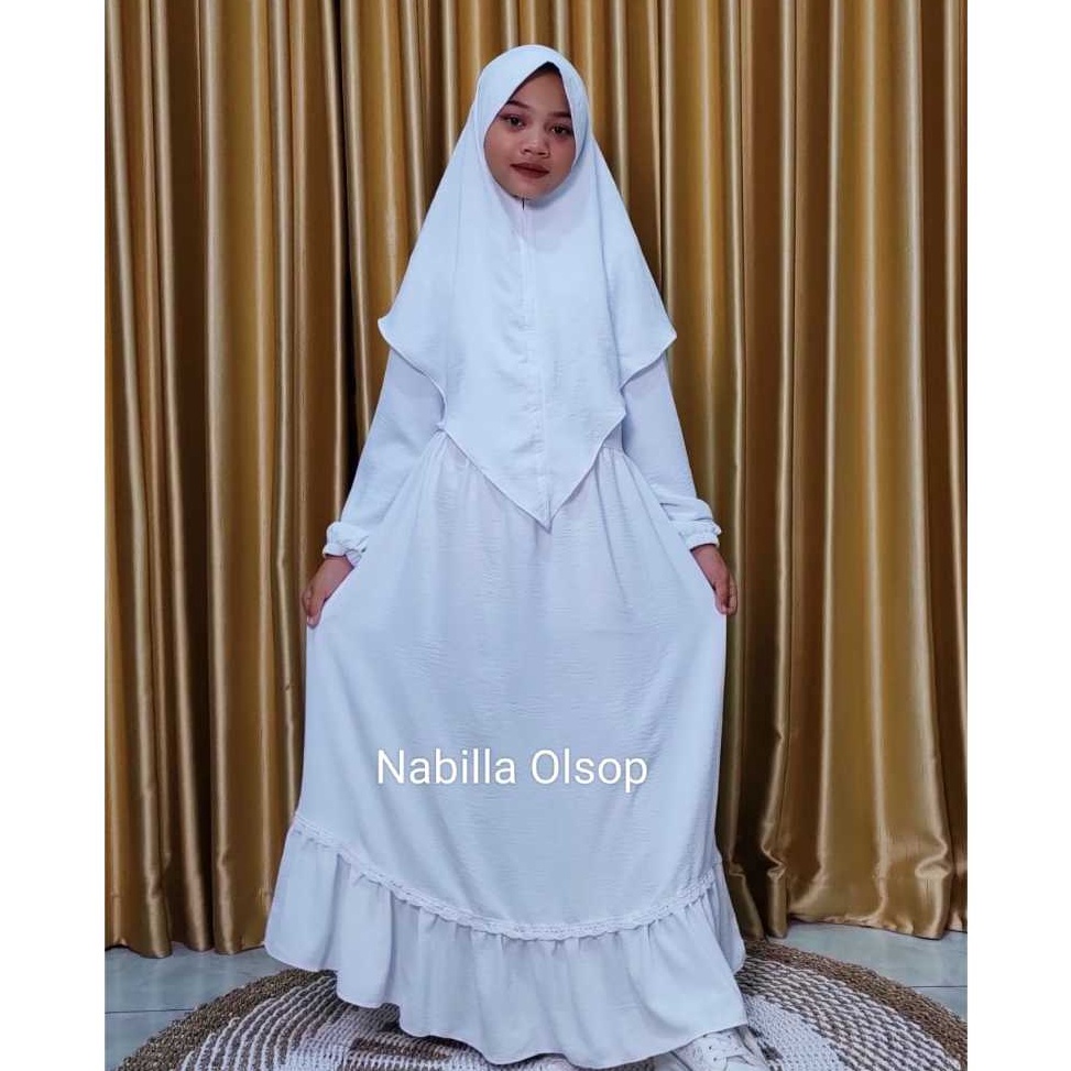 KODE O52Q Baju Muslim Anak  Gamis Anak Perempuan  Gamis Putih Anak Perempuan  Other  Nirmala Syari A