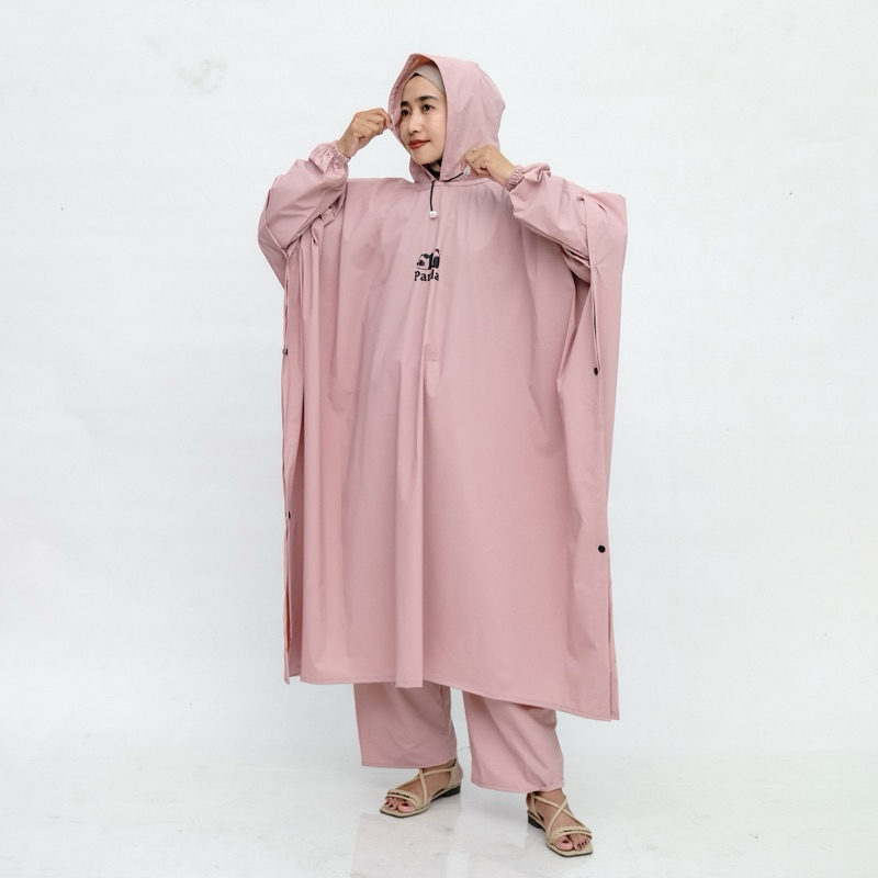 Jas Hujan Panda Ponco + Celana Ponco Kelelawar Setelan Dewasa