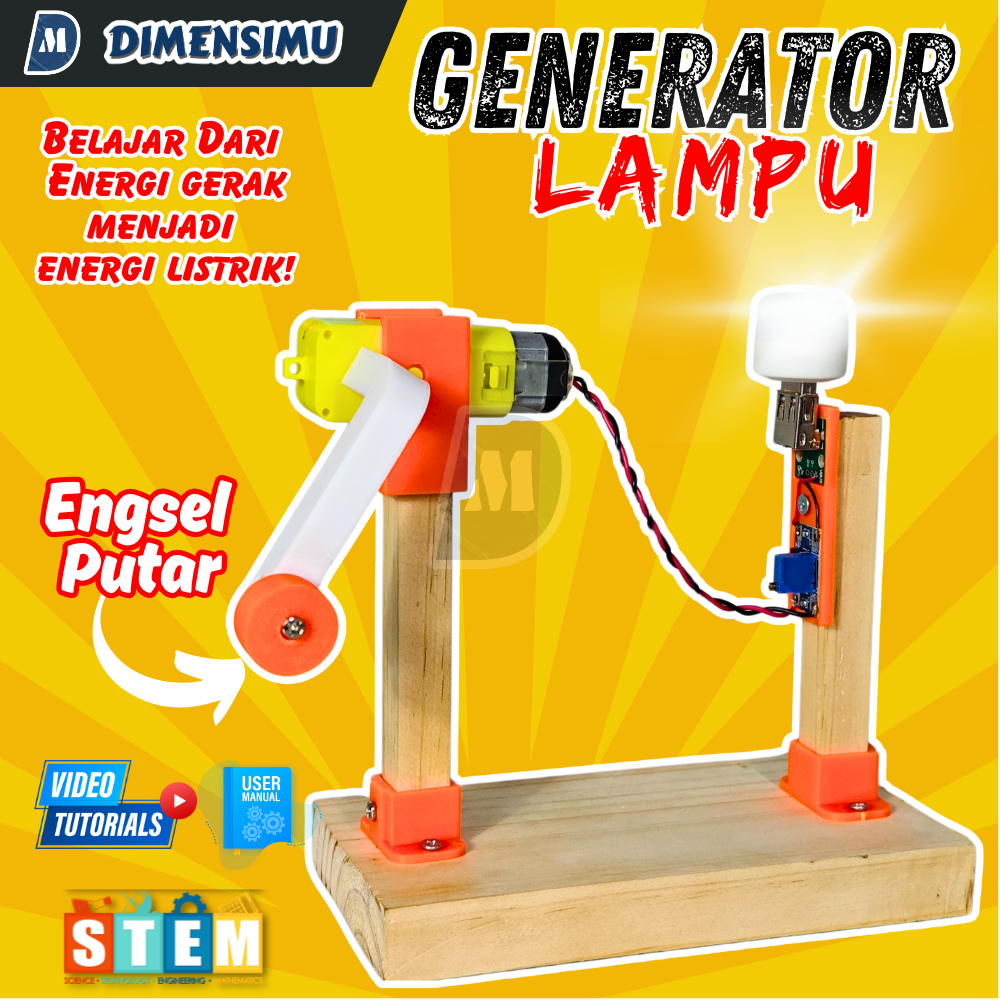 DIY Generator Lampu Untuk Edukasi Stem Cocok Untuk Tugas Prakarya Sains Fisika SD SMP SMA praktis